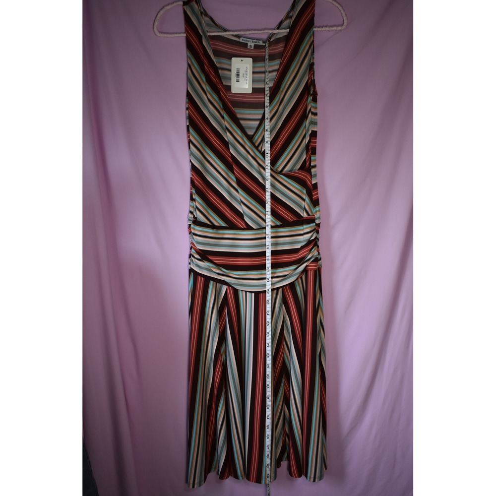 Velvet Torch Vintage Striped Midi Dress Womens Small Wrap Neck Made in USA Y2K - Picture 6 of 6